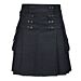 Black Denim Cargo Pockets Kilt