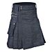 Cargo Pockets Black Denim Kilt