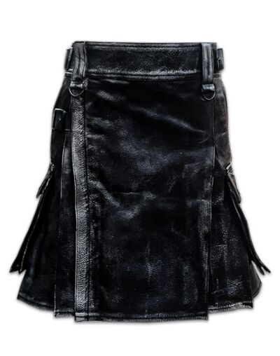 Black Waxed Leather Kilt