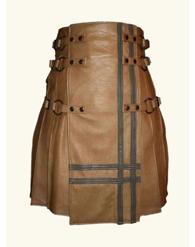 Brown Real Leather Gothic Style Kilt