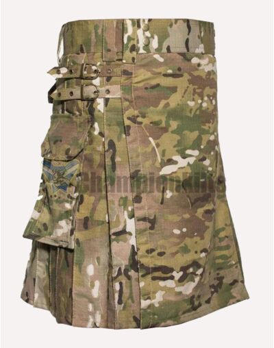 Men Multi Camouflage Utility Kilt