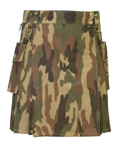 Cargo Pockets Woodland Camouflage Kilt