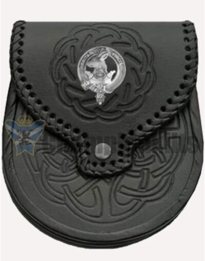 Clan Crest Badge Leather Sporran