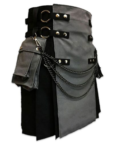 Grey & Black Gothic Style Hybrid Kilt