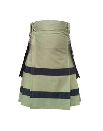 Olive Utility Kilt With Black Straps