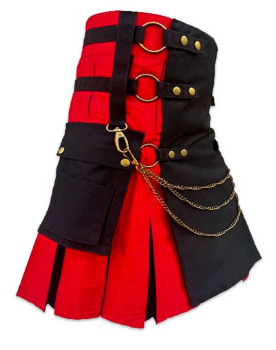 Red & Black Gothic Style Hybrid Kilt