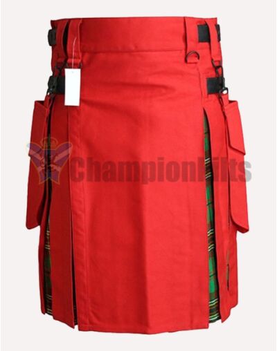 Red and Greeen Tartan Hybrid Kilt