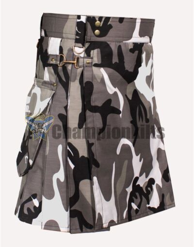 Urban Snow Camouflage Canvas Tactical Kilt