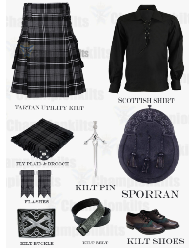 Hamilton Grey Tartan Kilt Package