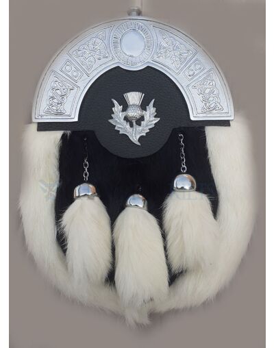 White And Black Rabbit Fur Full Dress Sporran