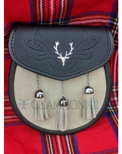 White Stag Head Badge Semi Dress Sporran