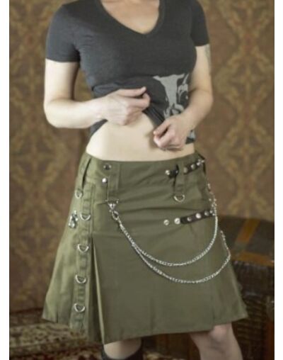Women Olive Green Utility Kilt