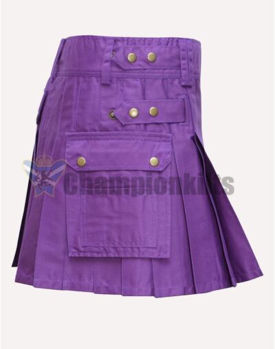 Women Purple Kilt With Cargo Pockets